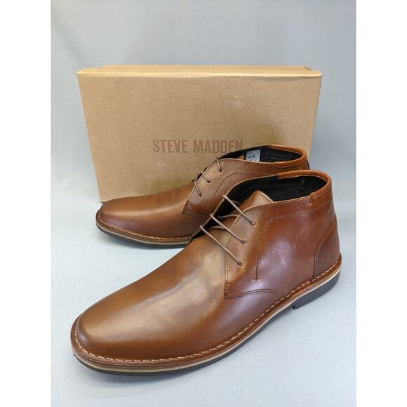 Steve Madden Harken Chukka Boots Cognac Lace Up Leather Shoe Mens Size 15 - Picture 1 of 9